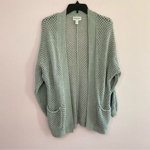 Gray Open Front Weave Cardigan